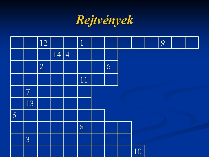 Rejtvények 12 1 9 14 4 2 6 11 7 13 5 8 3