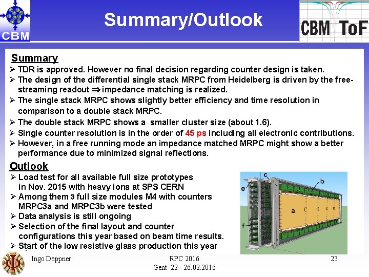 Summary/Outlook Summary Ø TDR is approved. However no final decision regarding counter design is