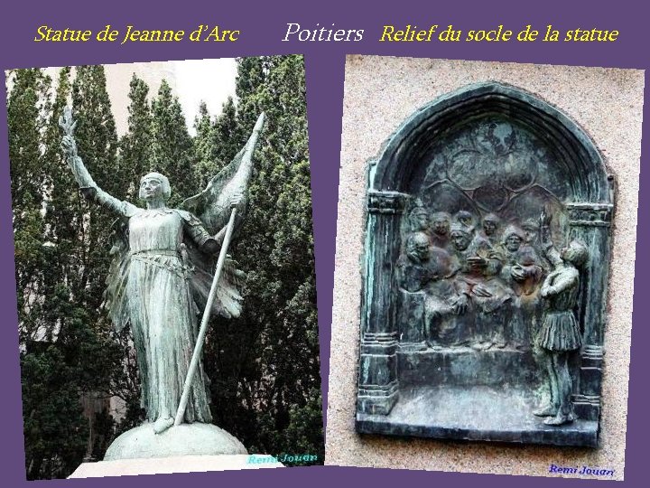 Statue de Jeanne d’Arc Poitiers Relief du socle de la statue 