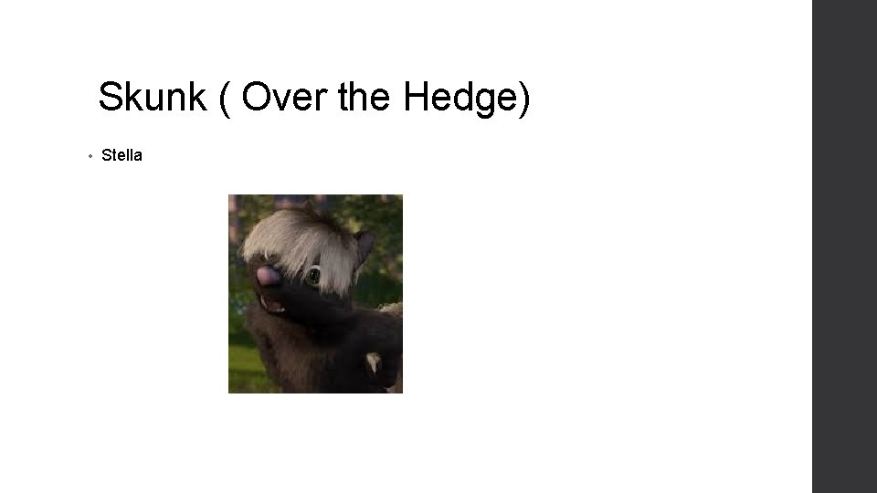 Skunk ( Over the Hedge) • Stella 