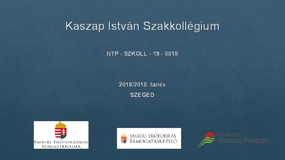 Kaszap István Szakkollégium NTP - SZKOLL - 18 - 0018 2018/2019. tanév SZEGED 