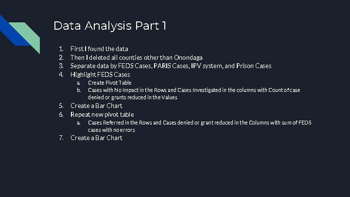 Data Analysis Part 1 1. 2. 3. 4. First I found the data Then
