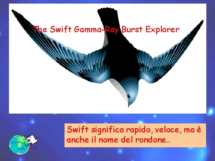 The Swift Gamma-Ray Burst Explorer Swift significa rapido, veloce, ma è anche il nome