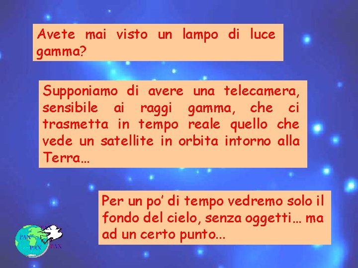 Avete mai visto un lampo di luce gamma? Supponiamo di avere una telecamera, sensibile