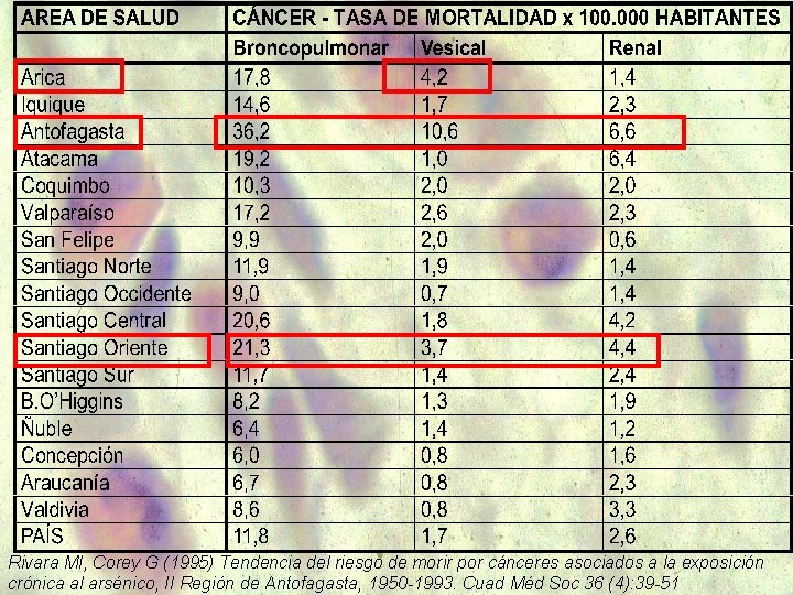 Rivara MI, Corey G (1995) Tendencia del riesgo de morir por cánceres asociados a