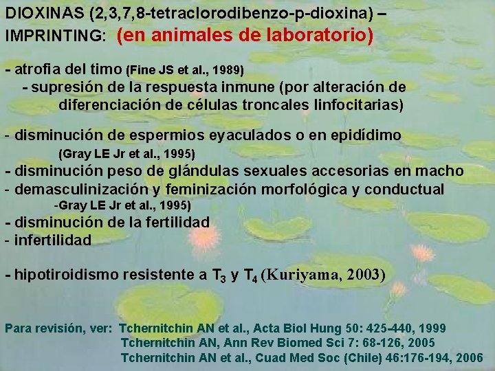 DIOXINAS (2, 3, 7, 8 -tetraclorodibenzo-p-dioxina) – IMPRINTING: (en animales de laboratorio) - atrofia