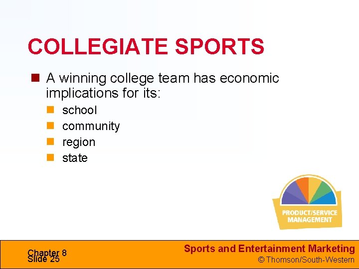 COLLEGIATE SPORTS A winning college team has economic implications for its: school community region
