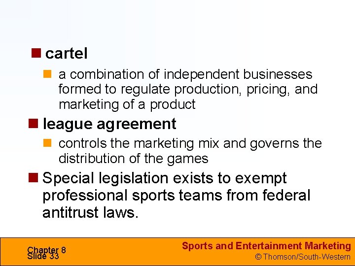  cartel a combination of independent businesses formed to regulate production, pricing, and marketing