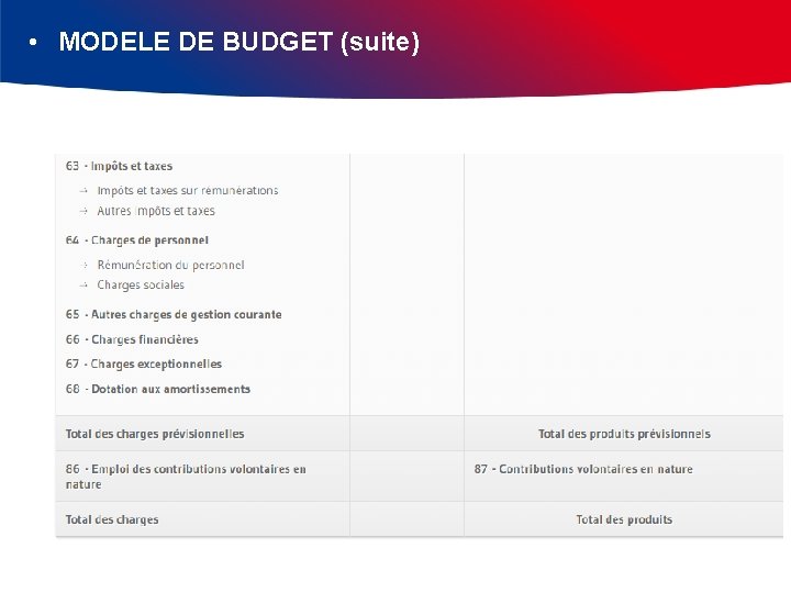  • MODELE DE BUDGET (suite) 