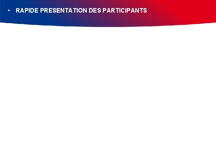  • RAPIDE PRESENTATION DES PARTICIPANTS 