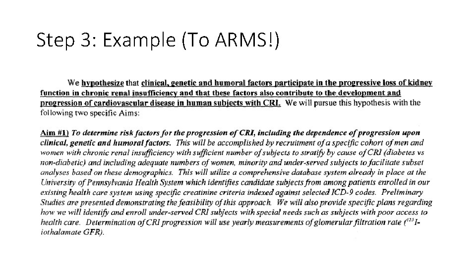 Step 3: Example (To ARMS!) 
