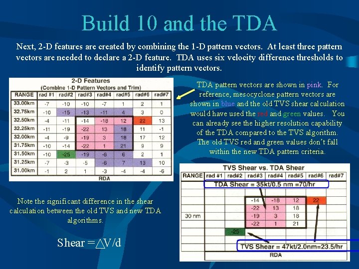 Build 10 and the TDA Next, 2 -D features are created by combining the
