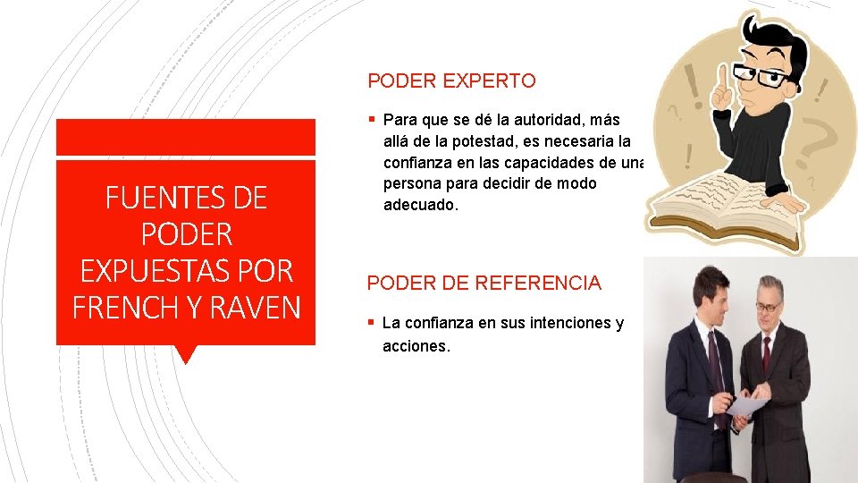 PODER EXPERTO § Para que se dé la autoridad, más FUENTES DE PODER EXPUESTAS