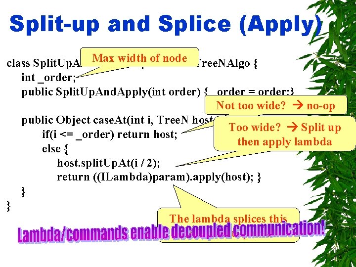 Split-up and Splice (Apply) Max width of node ITree. NAlgo { class Split. Up.