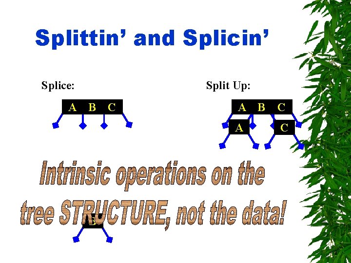 Splittin’ and Splicin’ Splice: Split Up: A A B CC A B C 