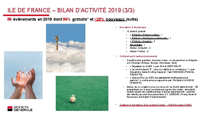 ILE DE FRANCE – BILAN D’ACTIVITÉ 2019 (3/3) 56 événements en 2019 dont 96%