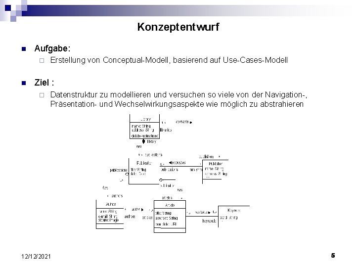 Konzeptentwurf n Aufgabe: ¨ n Erstellung von Conceptual-Modell, basierend auf Use-Cases-Modell Ziel : ¨