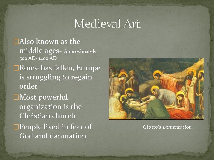 Development of Art in Europe Medieval Renaissance BAROQUE