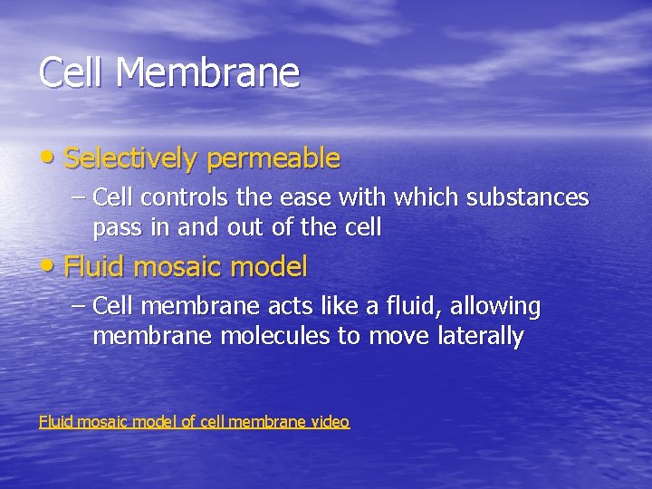Cell Membrane • Selectively permeable – Cell controls the ease with which substances pass