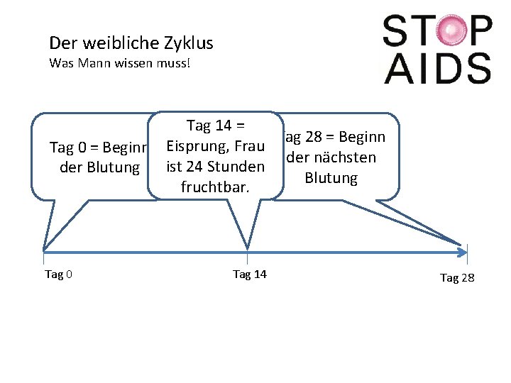 Der weibliche Zyklus Was Mann wissen muss! Tag 14 = Tag 28 = Beginn