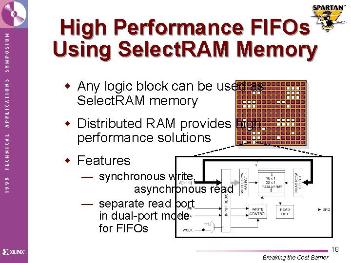 High Performance FIFOs Using Select. RAM Memory w Any logic block can be used