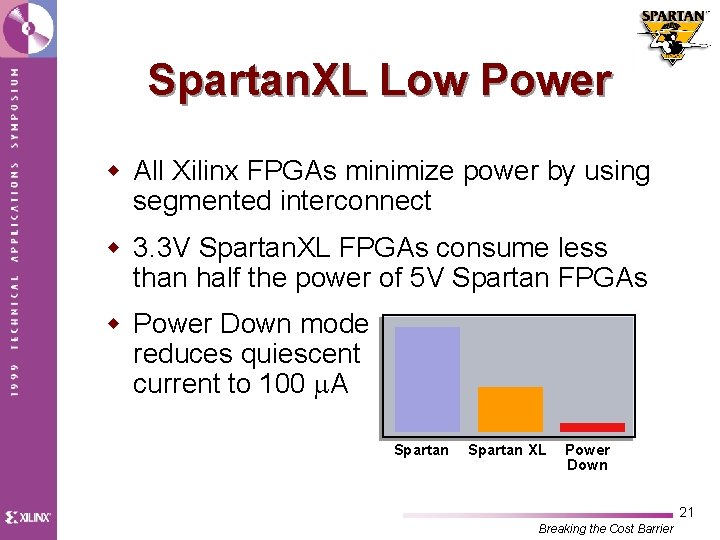 Spartan. XL Low Power w All Xilinx FPGAs minimize power by using segmented interconnect