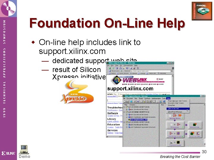 Foundation On-Line Help w On-line help includes link to support. xilinx. com — dedicated