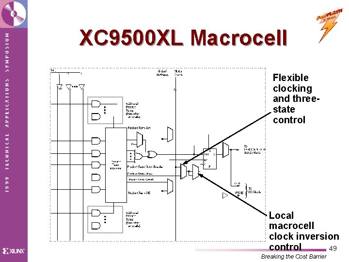 XC 9500 XL Macrocell Flexible clocking and threestate control Local macrocell clock inversion control