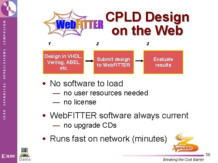 CPLD Design on the Web 1 2 Design in VHDL, Verilog, ABEL, etc. 3