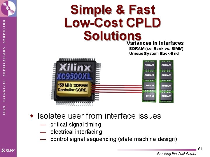Simple & Fast Low-Cost CPLD Solutions Variances In Interfaces SDRAM (i. e. Bank vs.
