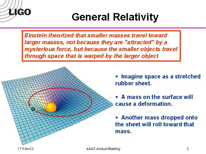 General Relativity Einstein theorized that smaller masses travel toward larger masses, not because they