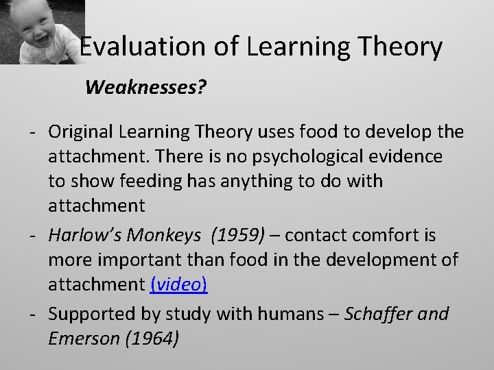 Evaluation of Learning Theory Weaknesses? - Original Learning Theory uses food to develop the