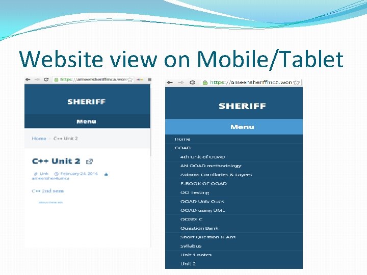 Website view on Mobile/Tablet 