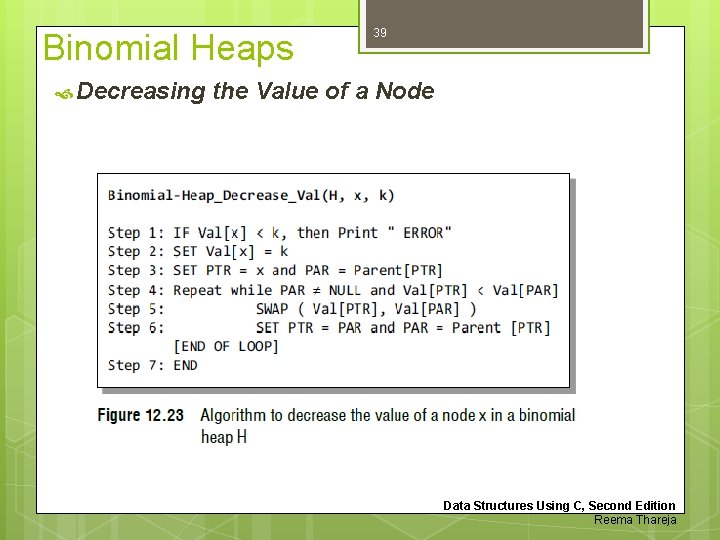 Binomial Heaps Decreasing 39 the Value of a Node Data Structures Using C, Second