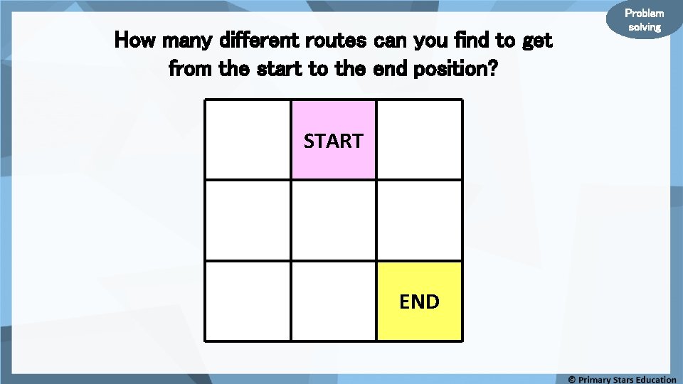 How many different routes can you find to get from the start to the