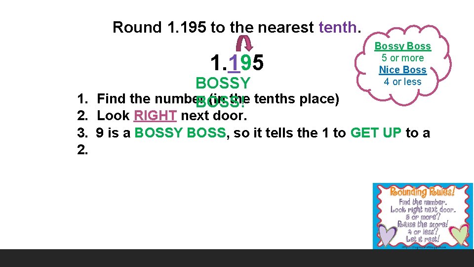 Round 1. 195 to the nearest tenth. 1. 195 BOSSY 1. Find the number