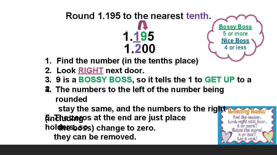 Round 1. 195 to the nearest tenth. 1. 195 1. 200 1. 2. 3.