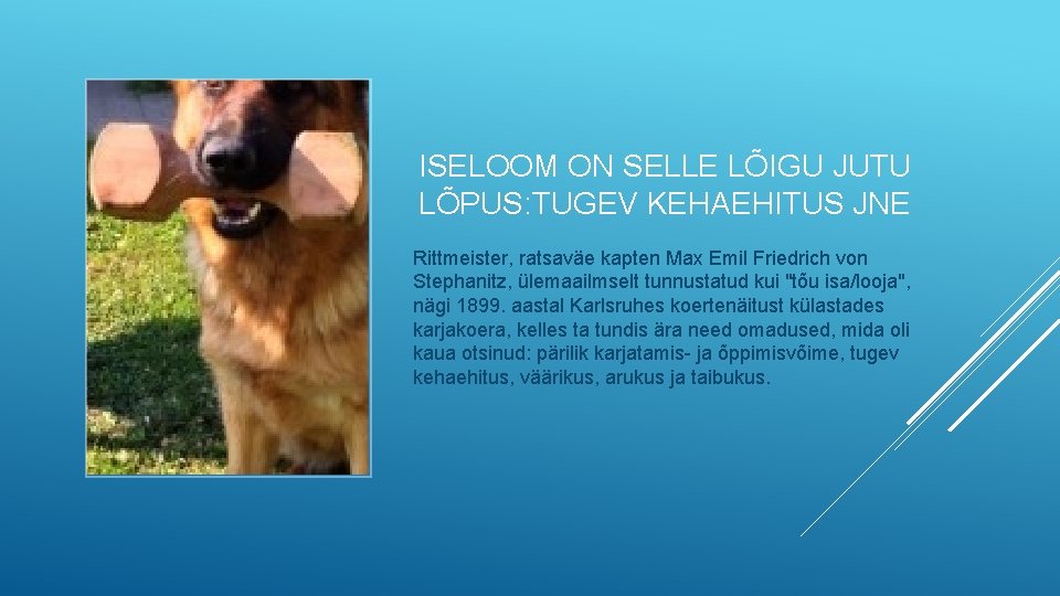 ISELOOM ON SELLE LÕIGU JUTU LÕPUS: TUGEV KEHAEHITUS JNE Rittmeister, ratsaväe kapten Max Emil