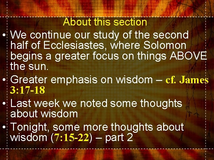  • • About this section We continue our study of the second half