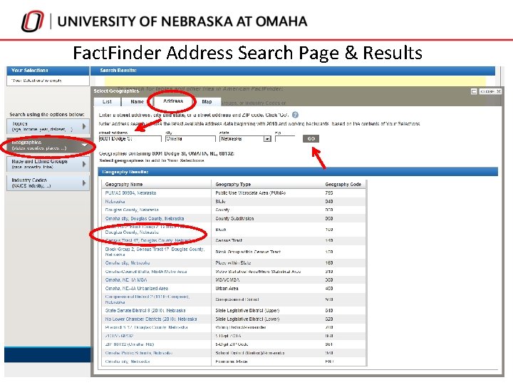 Fact. Finder Address Search Page & Results 6 Fact. Finder Address Search Page & Results 6