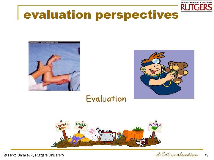 evaluation perspectives © Tefko Saracevic, Rutgers University 49 