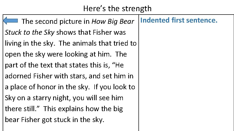 Here’s the strength The second picture in How Big Bear Indented first sentence. Stuck