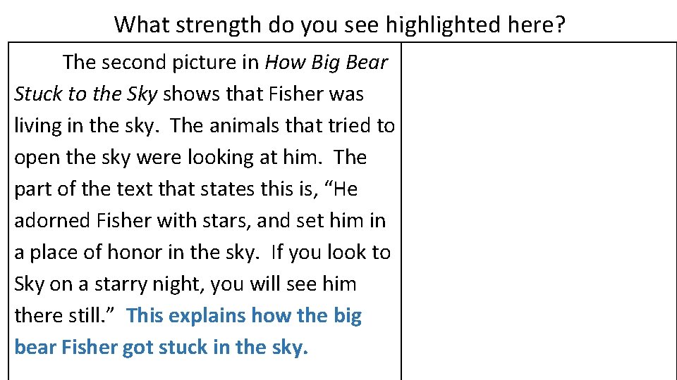 What strength do you see highlighted here? The second picture in How Big Bear