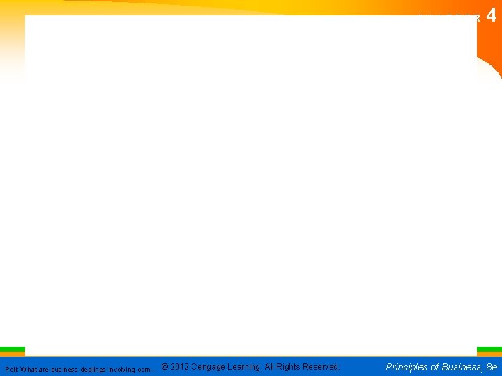 CHAPTER Poll: What are business dealings involving com. . . © 2012 Cengage Learning.