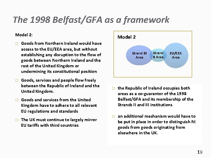 The 1998 Belfast/GFA as a framework Model 2: � � Model 2 Goods from
