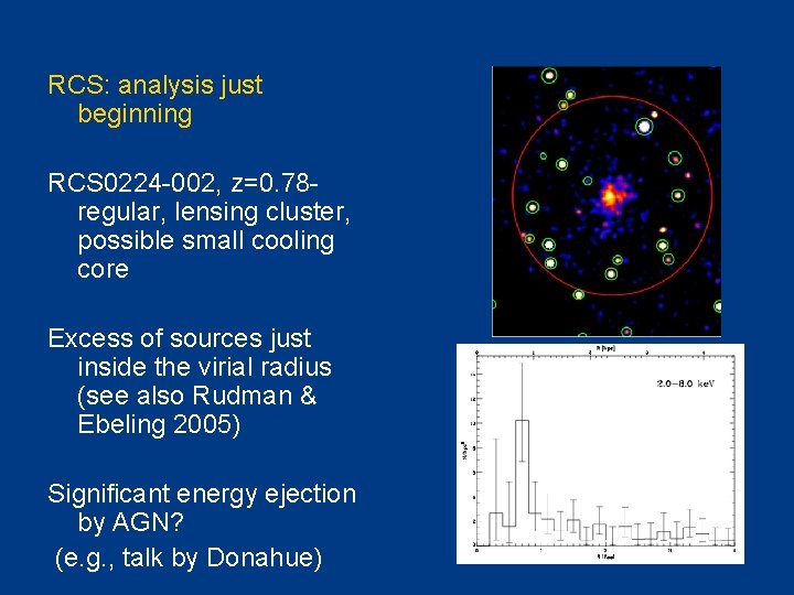 RCS: analysis just beginning RCS 0224 -002, z=0. 78 regular, lensing cluster, possible small