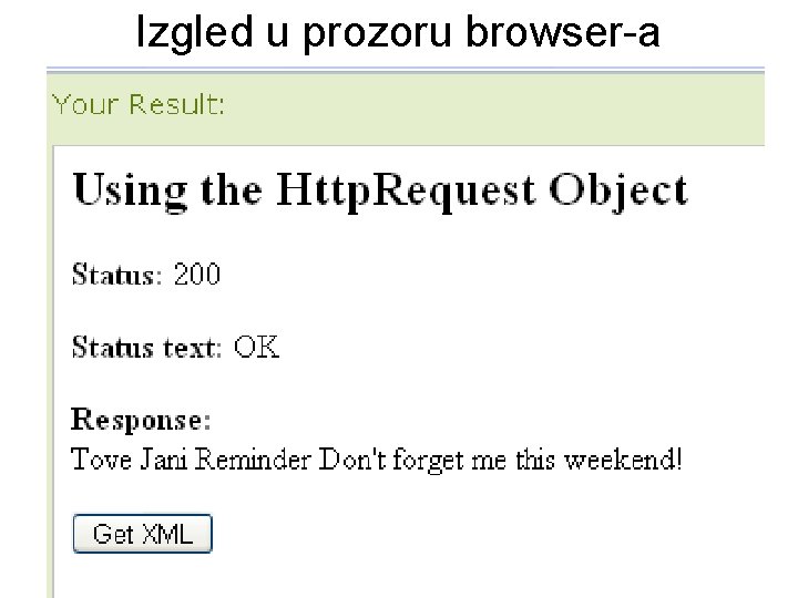 Izgled u prozoru browser-a 