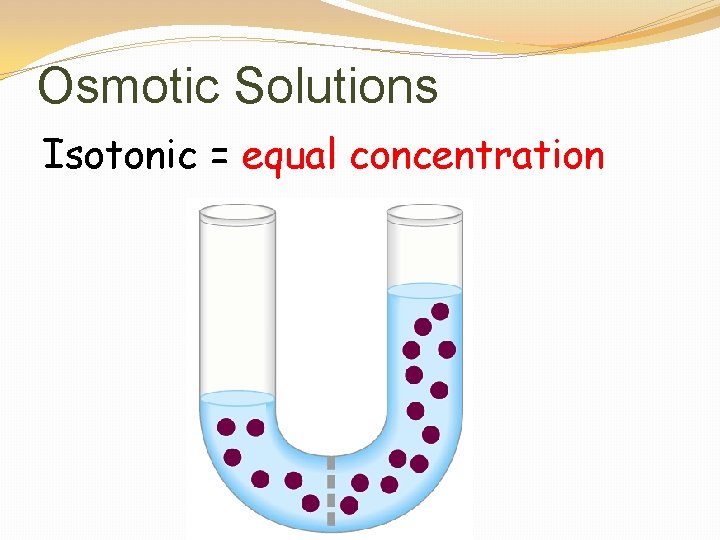 Osmotic Solutions Isotonic = equal concentration 