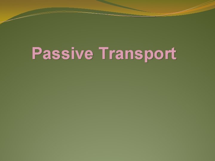 Passive Transport 