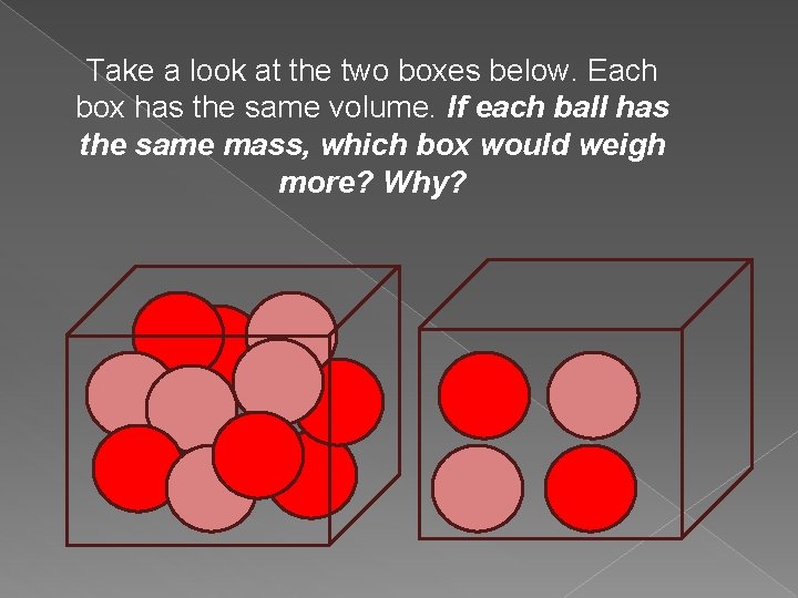 Take a look at the two boxes below. Each box has the same volume. Take a look at the two boxes below. Each box has the same volume.